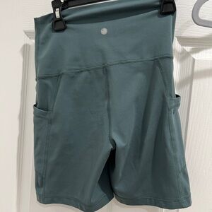 Yogalicious S Teal High-Waisted biker Shorts